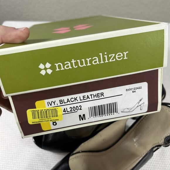 naturalizer womens 8M comfort "ivy" leather adjustable slingback 3" heel pumps. - Picture 10 of 10